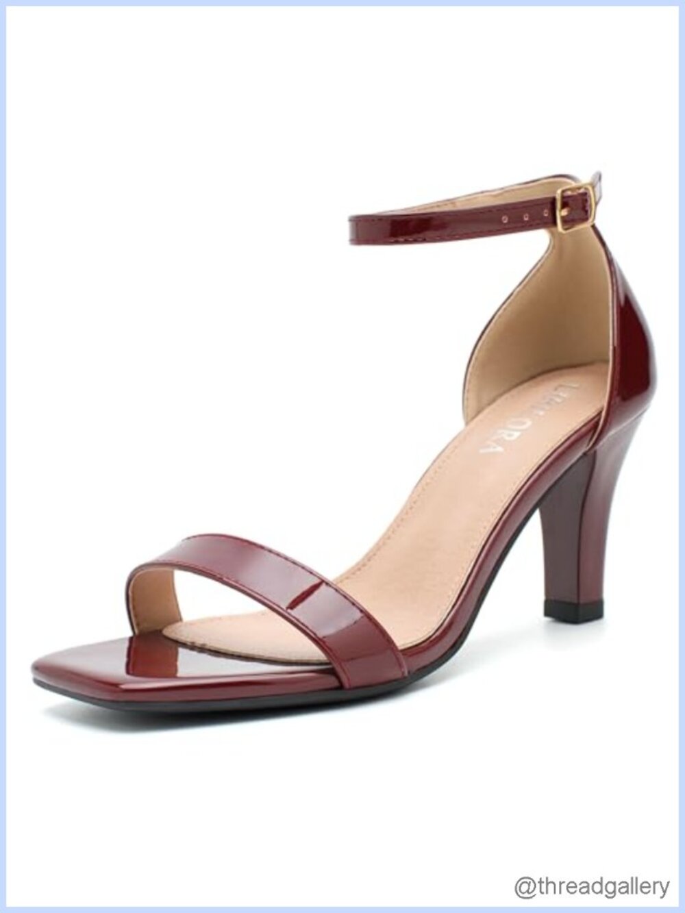 Women's Square Toe Mid Block Heel Strappy Ankle Strap Dress Sandals